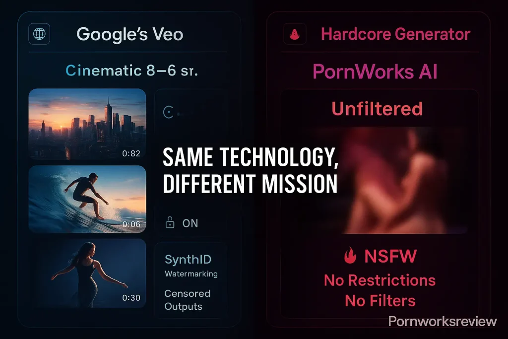 AI Video tech Comparison Veo Vs Pornworks AI