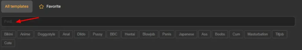 Pornworks AI Template Search Bar