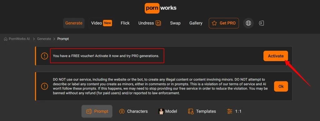 Activate Pornworks AI Free Voucher