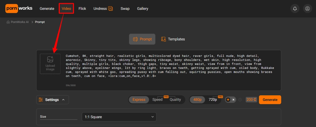 Creating AI Cumshot Videos with PornWorks AI